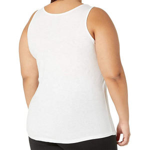 OEM Custom Made Women's Plus Size Casual Tank <b>Tops</b> 100% Cotton Breathable Eco-Friendly Front Logo High Quality - Product Image 3