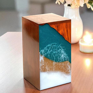 Handcrafted Wooden Cremation Urn with Resin Beach Design, Ocean Waves, and Natural Rosewood urn <b>Memorial</b> <b>Keepsake</b> by AYAANS - Product Image 3