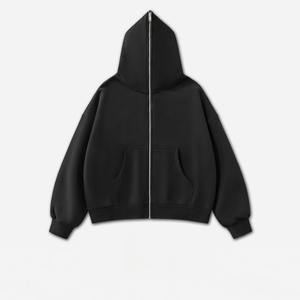 Vente en gros de sweats à capuche unisexes avec logo personnalisé, impression en relief, 100% coton, poids lourd, fermeture éclair intégrale, impression intégrale sur toute la surface - Product Image 4