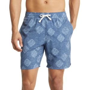 Custom Men Geometric Print Beach Shorts Quick Dry Swim Trunks <b>Elastic</b> Waist Summer Casual Swimwear OEM ODM Supplier - Product Image 2