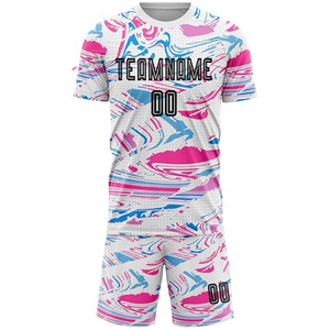 ชุดเสื้อฟุตบอลแบบซับลิเมชั่นสั่งทำพิเศษ สีดำชมพูลายพราง แขนสั้น คอวี แห้งเร็ว สำหรับผู้ใหญ่ทุกเพศทุกวัย ไซส์พลัส - Product Image 4