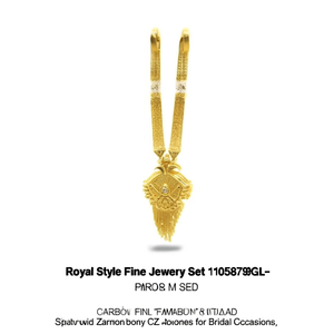 Conjunto de Joyería Fina Estilo Real 11058798GL - Collar Chapado en Oro con Patrón Geométrico y Piedras de Circonio Rubí CZ para Ocasiones Nupciales - Product Image 2