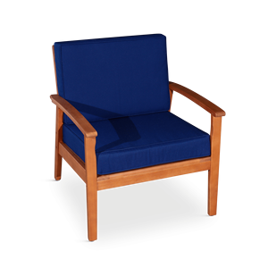 Sedia Deep Seat in eucalipto con cuscini blu navy, finitura a olio naturale - Product Image 4