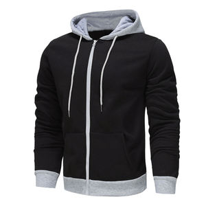 Sudadera con capucha de colores contrastantes con cremallera, chaqueta de forro polar bicolor, sudadera con capucha de bloque de color con cremallera completa, puños y cintura acanalados. - Product Image 1