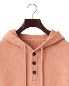 Sweat à capuche personnalisé pour homme en maille pêche, col à trois boutons, mélange de coton doux, chaud, hiver, décontracté, streetwear, OEM sur mesure - Product Image 4