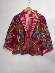 Velvet Suzani Embroidered <b>Jacket</b> Boho <b>Kantha</b> Quilt Coat Handmade Coat Floral Embroidered Velvet <b>Jacket</b> - Product Image 5