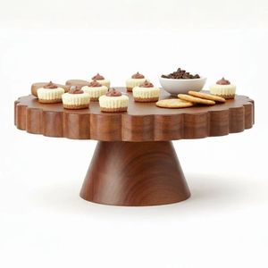 Support à gâteau en bois fait main, écologique et non toxique, pour la présentation de gâteaux et de cupcakes, marque Curio Craft, pour mariages, restaurants, boulangeries - Product Image 1