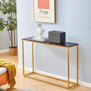 Gold MDF Entryway Console Table Faux Marble Sofa Table for Living Room Elegant Entryway Furniture for Foyer or Hallway - Product Image 3