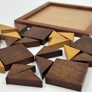 Ensemble de puzzles Tangram en bois faits à la main |   Casse-tête triangulaire en bois de rose indien |   Jeu éducatif IQ pour enfants et adultes - Product Image 5