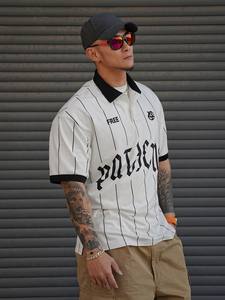 Polo a Rayas con Estampado de Letras para Hombre, Primavera/Verano, Ropa de Negocios - Product Image 5