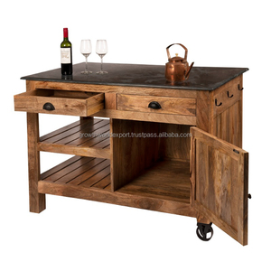 2025 Affordable Industrial Sideboard Cum Kitchen Cabinet with Iron Wheel & Rack with Wooden Storage Drawer & <b>Shelf</b> Furniture - Product Image 2