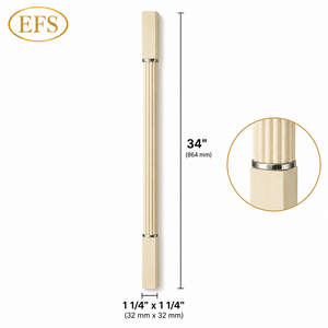 Balustre carré cannelé blanc apprêté en peuplier EFS pour rampes d'escalier, design traditionnel, fixation murale, construction solide, Vietnam - Product Image 2