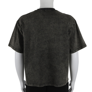 เสื้อยืดโอเวอร์ไซส์ผ้าฝ้าย 100% ประดับคริสตัล ผ้าเฟรนช์เทอร์รี่เนื้อหนา ซักย้อมสีแบบแอซิดวอช แขนสั้นสองชั้น - Product Image 2