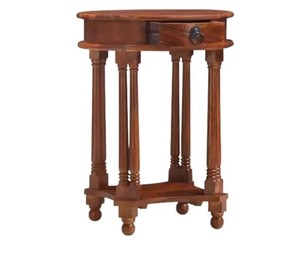 Wholesale Oval Solid Wood Side <b>Table</b> with Drawer | Antique Spindle <b>Leg</b> Wooden Telephone Stand - Product Image 5