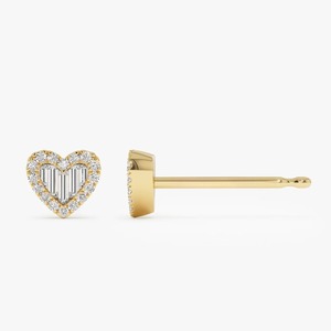 Pendientes de Diamantes Reales en Forma de Corazón Dhani Jewels, Oro Blanco de 14K, Claridad VS SI, Diamantes Baguette, Precio de Fábrica, Suministro al por Mayor - Product Image 4