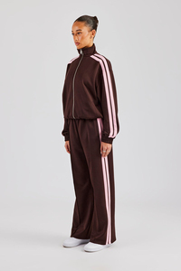 Prix d'usine – Ensemble de survêtement deux pièces rose avec fermeture éclair, motif chocolat, pour femme (hoodie et pantalon de jogging) – Idéal pour l'entraînement sportif - Product Image 6