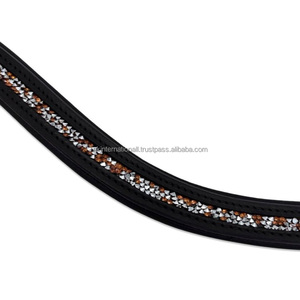 Banda Ecuestre para cejas de alta calidad, cristales de brida de cuero, canal vacío decorativo, banda para cejas de caballo de cuero con botón a presión - Product Image 2