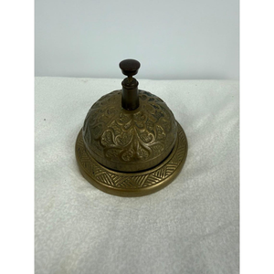 Antique <b>Brass</b> Service <b>Bell</b> Embossed Dome Call <b>Bell</b> Vintage Desk Counter <b>Bell</b> Decorative Tabletop <b>Bell</b> Hotel Restaurant Reception - Product Image 3