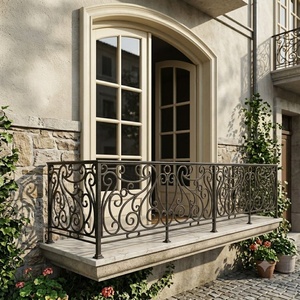 European-style wrought iron balcony railing – <b>Wall</b>-<b>mounted</b>, rust-resistant, easy to assemble, suitable for outdoor decoration. - Product Image 4