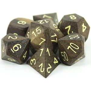 Artisan Crafted Polyhedral Wooden <b>Dice</b> 7-Piece Set Durable Eco-Friendly for Tabletop RPG Board Games Dragons Dungeons Theme - Product Image 1