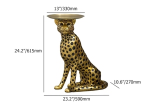Animal <b>side</b> <b>table</b> tray top <b>gold</b> leopard statue panther figurine end <b>table</b> animal base accent <b>table</b> luxury <b>side</b> <b>table</b> - Product Image 2