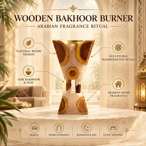Brûleur à Bakhoor en bois avec incrustation en résine artisanale |   Porte-encens Oud Arabe Décoratif Mabkhara pour Ramadan, Aïd, Majlis, Parfum d'ambiance pour la maison - Product Image 5