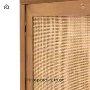 Armoire de rangement en bois massif scandinave moderne personnalisable avec 3 tiroirs et 4 étagères, meubles de salon, fabrication Jepara - Product Image 6