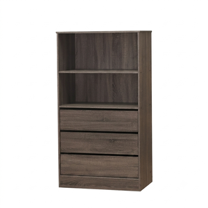 Chic 1739 <b>Modern</b> Wood 3 Drawer Storage Chest Particle Board 5 <b>Shelves</b> Open Shelf Bookcase Cabinet Dark Sonoma Oak Home Office - Product Image 3