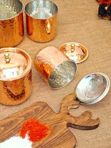 Hammered Copper Vintage Design Handcrafted Eco-Friendly Pantry Canister <b>Storage</b> <b>Jar</b> <b>Kitchen</b> Organizer Tea Coffee Container Food - Product Image 1