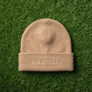 Custom Beige Knit Beanie <b>Hat</b> <b>Winter</b> Warm Cuffed Skull Cap With Embroidered Logo - Product Image 6
