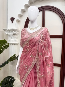 Pink <b>Saree</b> With Beads And Sequence Work With Traditional Wear <b>For</b> <b>Women</b> Wedding And Party From Samp Corporation - Product Image 5