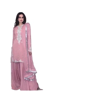 Conjunto Moderno de Salwar Kameez de 3 Piezas, Georgette Sintética Pesada de Secado Rápido, con Atractivos Bordados y Lentejuelas para Fiestas y Bodas - Product Image 1