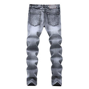 Jean en denim unisexe coupe droite vintage, personnalisé, brodé, pour homme, en denim épais, délavé pour l'hiver - Product Image 2
