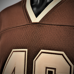 <b>Brown</b> Men's Adult American Football Jersey V Neck Short Sleeve Breathable 100% Polyester Heat-Transfer Printed Teamwear - Product Image 5