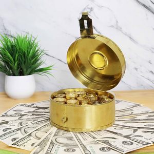 Traditional Brass Jewellery <b>Box</b> Vintage Round <b>Lockable</b> <b>Storage</b> Container Decorative Treasure <b>Box</b> for Jewellery Coins Cash Keepsa - Product Image 5