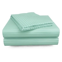 Ensemble de draps de lit en coton et lin rayé 4 pièces avec taies d'oreiller, simple, 300 fils, écologique, respirant, pour la maison et l'hôtel, logo personnalisé
