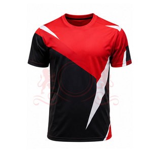 Camiseta de Fútbol para Hombre, Color Rojo, Negro y Blanco, Cuello Redondo, Manga Corta, Poliéster que Absorbe la Humedad, Ajuste Atlético, para Todas las Temporadas - Product Image 3