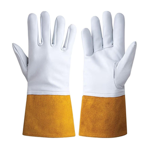Manchette de sécurité en cuir de vachette grainé de qualité supérieure, certifiée antistatique, résistante aux chutes de température et aux étincelles, lisse, respirante et durable - Product Image 1