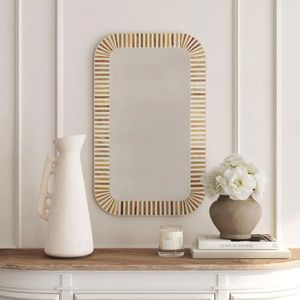 Marco de espejo con incrustaciones de hueso Art Deco único para hogares modernos, decoración India hecha a mano para paredes elegantes - Product Image 1