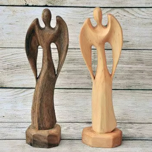 Centre de table décoratif en bois en forme d'ange, figurine d'ange élégante pour les intérieurs rustiques et bohèmes de style farmhouse - Product Image 1