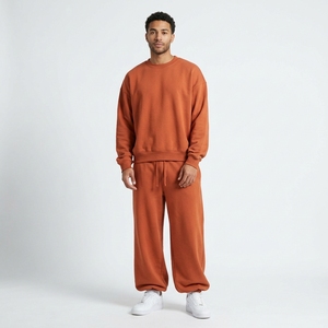 Ensemble de survêtement unisexe 2 pièces coordonné : pull oversize à épaules tombantes et pantalon de jogging ample à jambes larges, uni, personnalisable - Product Image 3