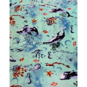 ผ้าฝ้ายเนื้อนุ่มลายดอกไม้ พิมพ์ลายบล็อกอินเดียด้วยมือ ผ้าทำเสื้อผ้าทำมืออินเดีย ผ้าสำหรับเสื้อผ้าฤดูร้อน ขายเป็นหลา - Product Image 3