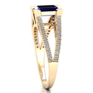 Bagues de Mariage REYES de Luxe en Or Jaune 14K avec Saphir Bleu pour Femme – Bijoux Fins au Design Élégant, Idéales pour Fiançailles et Cadeaux de Fête - Product Image 3