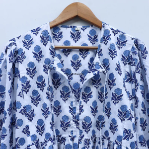 Beautiful Floral Cotton Hand <b>Drawn</b> Printed Summer Dress for Women's Casual Wear 3/4 Sleeves Quick Dry - Product Image 3