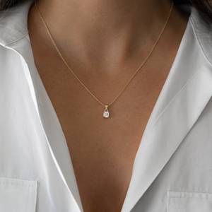 Wholesale IGI Certified 1 Ct 14K Yellow Gold Plated CVD Lab Grown VVS Diamond Brilliant Cut Color <b>D</b> Luxury Engagement <b>Necklace</b> - Product Image 3