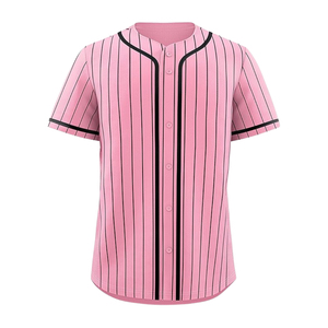 Camisetas de Béisbol Cortas Personalizadas de Talla Grande, 100% Poliéster, Absorbentes de Humedad, Color Rosa para la Lucha Contra el Cáncer de Mama, Cierre con Botones OEM - Product Image 1