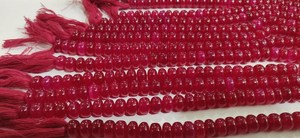 ลูกปัดหินแคลเซโดนีสีชมพูเข้มธรรมชาติทรงรอนเดลล์ ลูกปัดเรียบเนียน ขนาด 8 นิ้ว - Product Image 3