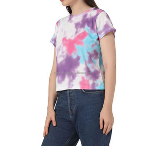 T-shirt à la mode pour femmes, haut en coton à col rond avec manches à double rayure, t-shirt à la mode simple - Product Image 1