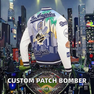 Streetwear Custom Coated Embroidery <b>Patch</b> Eco-Friendly Breathable Winter Varsity Bomber <b>Jacket</b> Polyester/Rayon Sleeve Unisex - Product Image 4