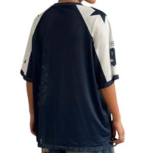 Ladies American Football Jersey <b>Raglan</b> Sleeve Navy White Performance Teamwear Female Gridiron Game Shirt Professional Sport <b>Top</b> - Product Image 2
